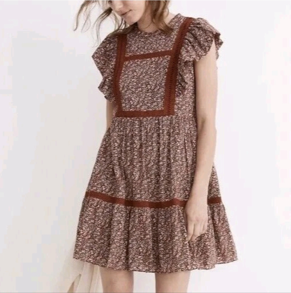 Madewell Brown Floral Midi Dress